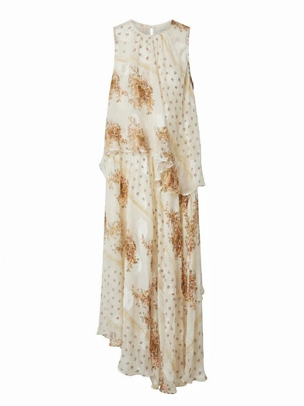 Ulla Johnson Floral-Print Silk Maxi Dress, Cream & Brown